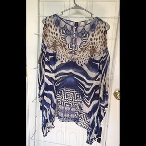 Chico's Black Label Printed Woven Poncho Top